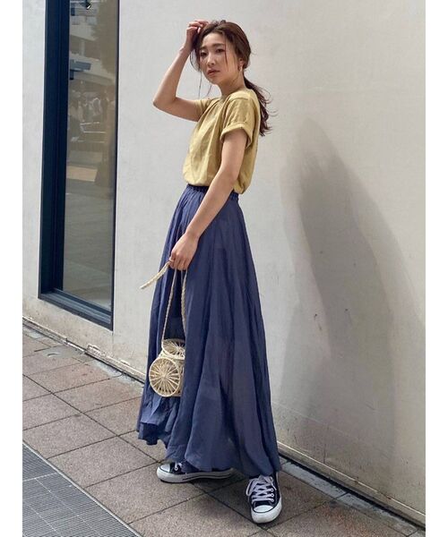 Ungrid（アングリッド）の「カラーエンブロイダリーTee（Tシャツ/カットソー・レディース・イエロー/ブルー/チャコールグレー/オフホワイト・FREE）」の6枚目の写真