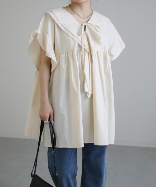 sakishimatokyo（サキシマトーキョー）の「ビックカラーチュニック（チュニック・レディース・ベージュ/ブラック/グリーン/ホワイト/ブルー系その他/ブラック系その他・FREE）」の10枚目の写真