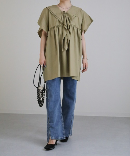 sakishimatokyo（サキシマトーキョー）の「ビックカラーチュニック（チュニック・レディース・ベージュ/ブラック/グリーン/ホワイト/ブルー系その他/ブラック系その他・FREE）」の21枚目の写真