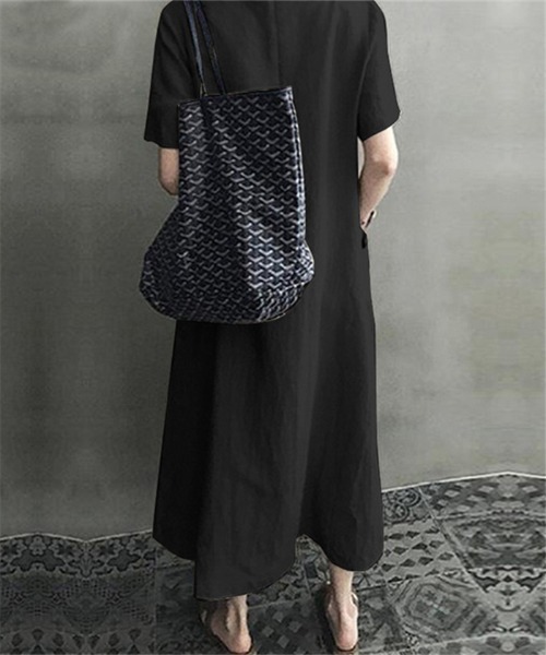 MAISON DE THERESE（メゾン ド テレーズ）の「Vネック　コットンロングワンピース（ワンピース・レディース・ベージュ/ピンク/ブラック・M）」の6枚目の写真