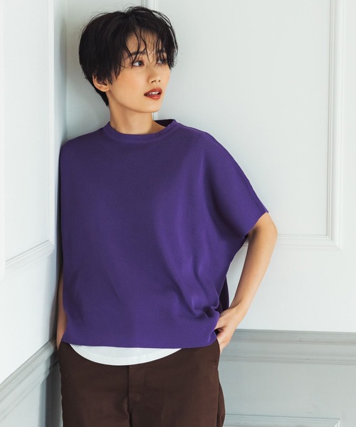coca(coca)(コカ)の「ドルマンサマーニットトップス(Tシャツ/カットソー・レディース・ブラック/パープル/イエロー/グレー系その他・M/L)」の3枚目の写真