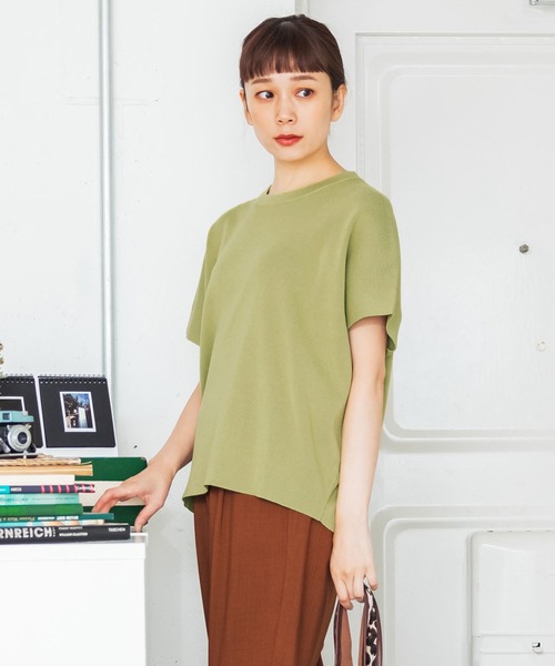 coca(coca)(コカ)の「ドルマンサマーニットトップス(Tシャツ/カットソー・レディース・ブラック/パープル/イエロー/グレー系その他・M/L)」の4枚目の写真