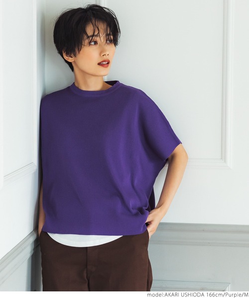 coca(coca)(コカ)の「ドルマンサマーニットトップス(Tシャツ/カットソー・レディース・ブラック/パープル/イエロー/グレー系その他・M/L)」の19枚目の写真