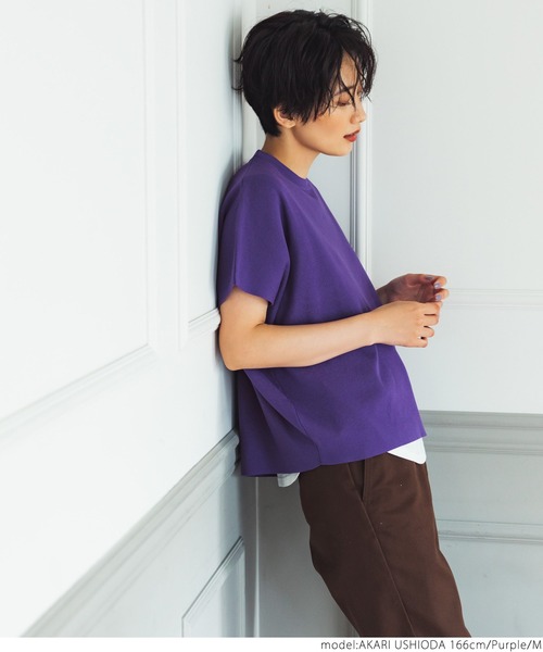 coca(coca)(コカ)の「ドルマンサマーニットトップス(Tシャツ/カットソー・レディース・ブラック/パープル/イエロー/グレー系その他・M/L)」の20枚目の写真