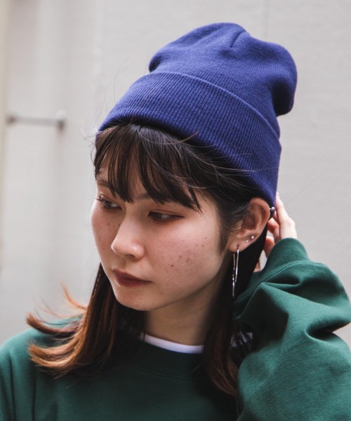 WEGO（ウィゴー）の「WEGO/カラービーニー（ニットキャップ/ビーニー・メンズ・ブルー/オレンジ/ブラック/ベージュ/ダークグリーン/ネイビー/ホワイト/ブラウン/パープル/ワイン/レッド/イエロー系その他2/杢グレー/ピンク/ターコイズブルー・FREE）」の8枚目の写真