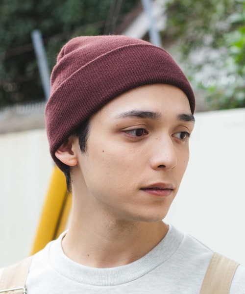 WEGO（ウィゴー）の「WEGO/カラービーニー（ニットキャップ/ビーニー・メンズ・ブルー/オレンジ/ブラック/ベージュ/ダークグリーン/ネイビー/ホワイト/ブラウン/パープル/ワイン/レッド/イエロー系その他2/杢グレー/ピンク/ターコイズブルー・FREE）」の5枚目の写真