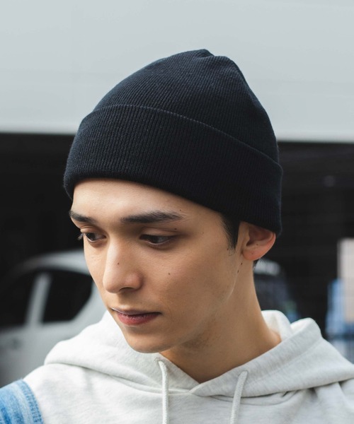 WEGO（ウィゴー）の「WEGO/カラービーニー（ニットキャップ/ビーニー・メンズ・ブルー/オレンジ/ブラック/ベージュ/ダークグリーン/ネイビー/ホワイト/ブラウン/パープル/ワイン/レッド/イエロー系その他2/杢グレー/ピンク/ターコイズブルー・FREE）」の3枚目の写真