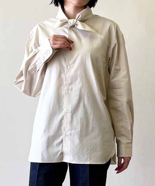 ORCIVAL（オーシバル）の「【ORCIVAL】タイカラーシャツ CPB WOMEN（シャツ/ブラウス・レディース・アイボリー/ネイビー・1）」の6枚目の写真