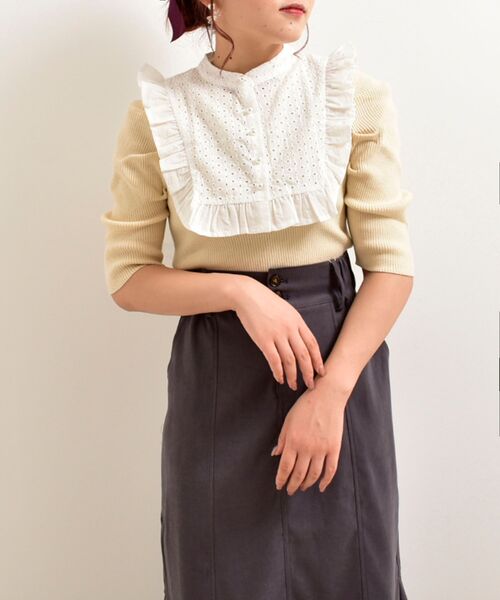 MAJESTIC LEGON（マジェスティックレゴン）の「ガーリースタイトップス（ニット/セーター・レディース・ブラック/アイボリー・MEDIUM）」の12枚目の写真