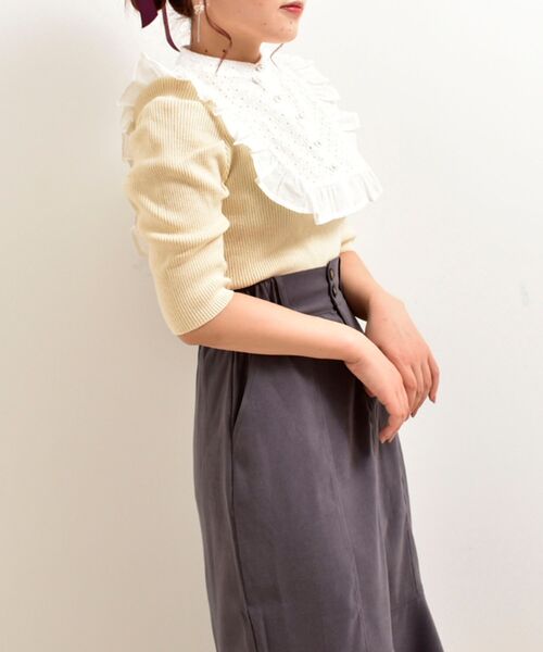 MAJESTIC LEGON（マジェスティックレゴン）の「ガーリースタイトップス（ニット/セーター・レディース・ブラック/アイボリー・MEDIUM）」の6枚目の写真