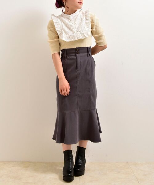 MAJESTIC LEGON（マジェスティックレゴン）の「ガーリースタイトップス（ニット/セーター・レディース・ブラック/アイボリー・MEDIUM）」の5枚目の写真