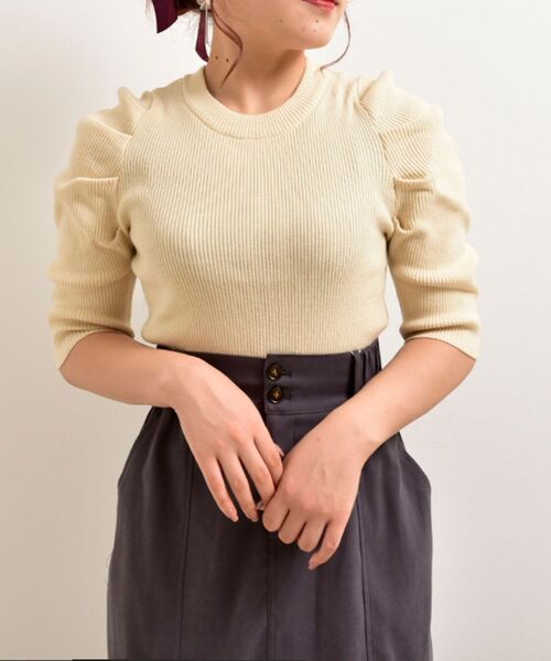 MAJESTIC LEGON（マジェスティックレゴン）の「ガーリースタイトップス（ニット/セーター・レディース・ブラック/アイボリー・MEDIUM）」の10枚目の写真