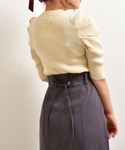 MAJESTIC LEGON（マジェスティックレゴン）の「ガーリースタイトップス（ニット/セーター・レディース・ブラック/アイボリー・MEDIUM）」の8枚目の写真