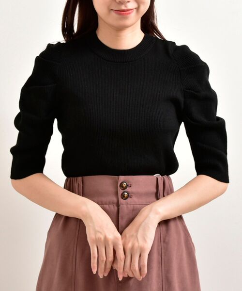 MAJESTIC LEGON（マジェスティックレゴン）の「ガーリースタイトップス（ニット/セーター・レディース・ブラック/アイボリー・MEDIUM）」の19枚目の写真