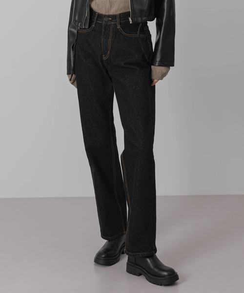 FOLLOWIN（フォロウィン）の「ノーマルブラックデニムパンツ（デニムパンツ・レディース・ブラック・SMALL/MEDIUM/LARGE）」の6枚目の写真