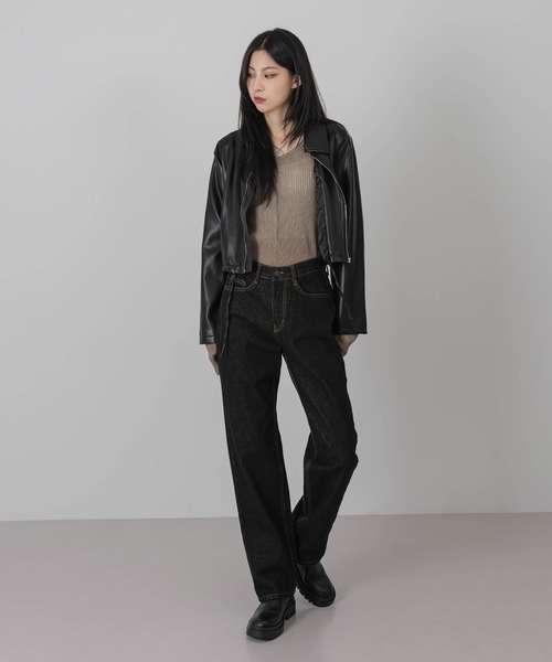 FOLLOWIN（フォロウィン）の「ノーマルブラックデニムパンツ（デニムパンツ・レディース・ブラック・SMALL/MEDIUM/LARGE）」の12枚目の写真