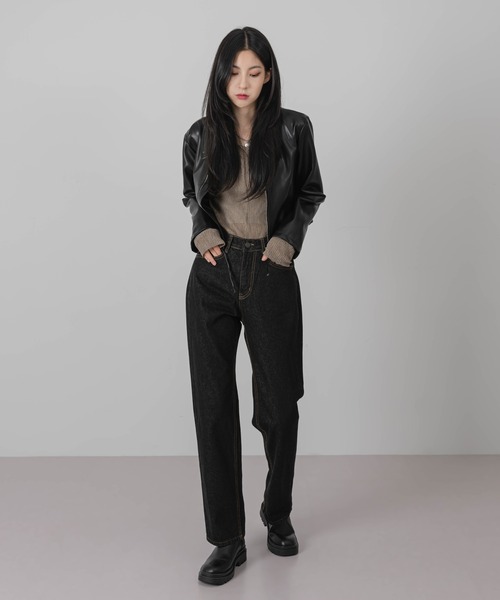 FOLLOWIN（フォロウィン）の「ノーマルブラックデニムパンツ（デニムパンツ・レディース・ブラック・SMALL/MEDIUM/LARGE）」の8枚目の写真