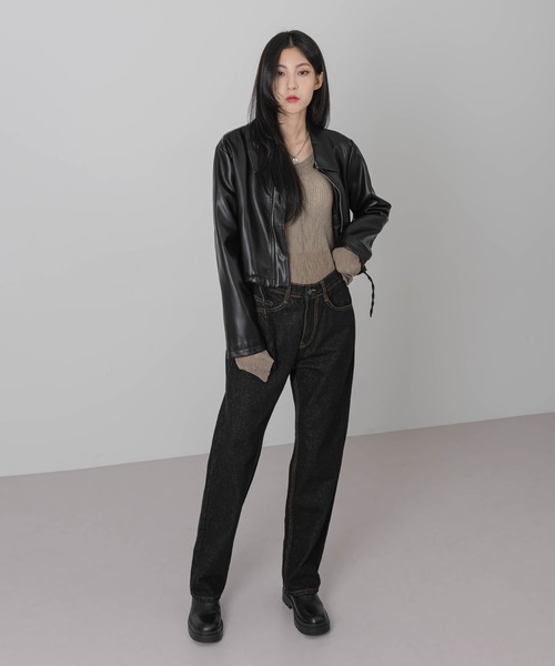 FOLLOWIN（フォロウィン）の「ノーマルブラックデニムパンツ（デニムパンツ・レディース・ブラック・SMALL/MEDIUM/LARGE）」の13枚目の写真