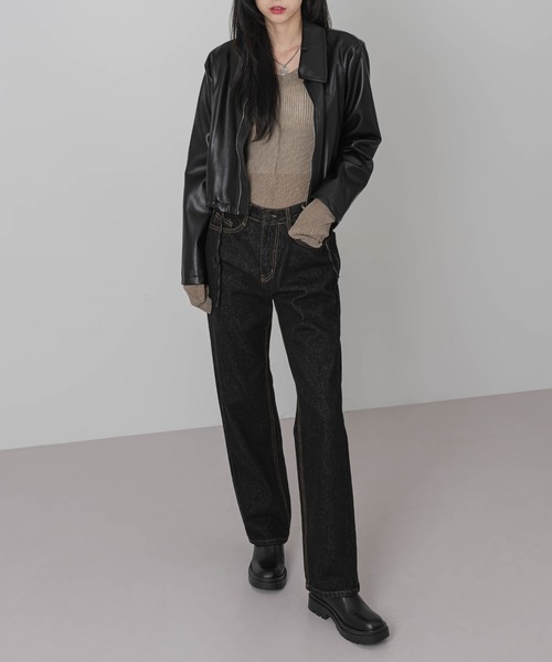 FOLLOWIN（フォロウィン）の「ノーマルブラックデニムパンツ（デニムパンツ・レディース・ブラック・SMALL/MEDIUM/LARGE）」の14枚目の写真