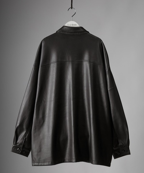 SlashDate(スラッシュデイト)の「フェイクレザーファティーグジャケット/ビッグシルエット(ミリタリージャケット・メンズ・ブラック/アイボリー/ブルー・M/L)」の8枚目の写真