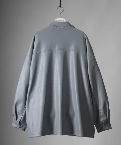 SlashDate(スラッシュデイト)の「フェイクレザーファティーグジャケット/ビッグシルエット(ミリタリージャケット・メンズ・ブラック/アイボリー/ブルー・M/L)」の5枚目の写真