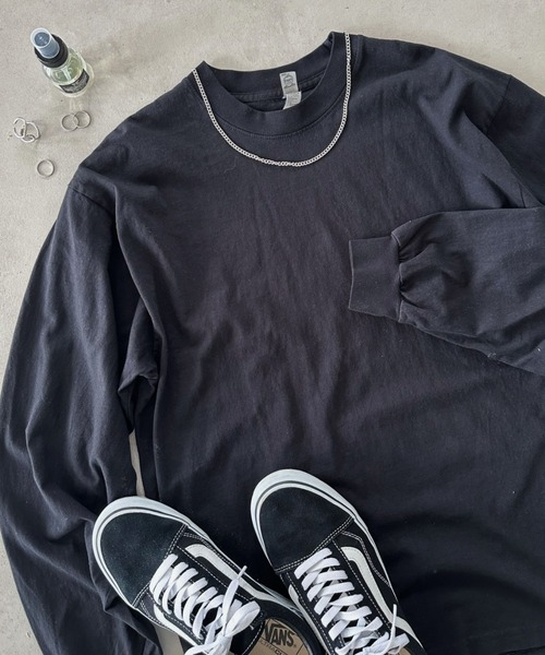 LOS ANGELES APPAREL(ロサンゼルスアパレル)の「LOS ANGELES APPAREL (ロサンゼルスアパレル) / 6.5oz 無地 ロンT コットン100% 製品染め ベーシック 無地カットソー ビッグサイズ ロングスリーブ /Long Sleeve Garment Dye Crew Neck T-Shirt(Tシャツ/カットソー・レディース・ホワイト/ブラック/グリーン/グレイッシュベージュ/ネイビー/オフホワイト・M/L/XL)」の4枚目の写真