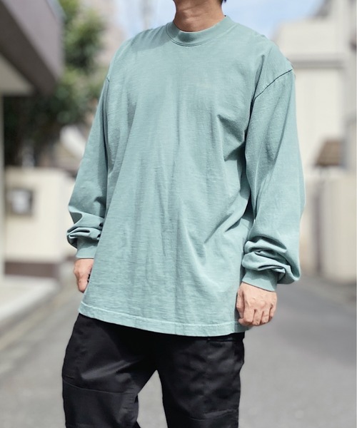 LOS ANGELES APPAREL(ロサンゼルスアパレル)の「LOS ANGELES APPAREL (ロサンゼルスアパレル) / 6.5oz 無地 ロンT コットン100% 製品染め ベーシック 無地カットソー ビッグサイズ ロングスリーブ /Long Sleeve Garment Dye Crew Neck T-Shirt(Tシャツ/カットソー・レディース・ホワイト/ブラック/グリーン/グレイッシュベージュ/ネイビー/オフホワイト・M/L/XL)」の10枚目の写真