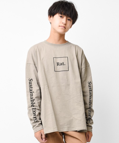 RAT EFFECT（ラットエフェクト）の「袖ロゴプリントロングTシャツ（Tシャツ/カットソー・キッズ・チャコールグレー/グレー/ブラック/ライトブルー/グリーン・160/150/120/130/140）」の3枚目の写真