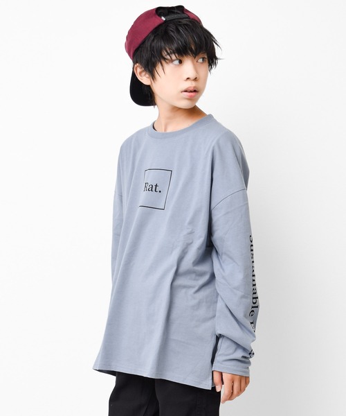 RAT EFFECT（ラットエフェクト）の「袖ロゴプリントロングTシャツ（Tシャツ/カットソー・キッズ・チャコールグレー/グレー/ブラック/ライトブルー/グリーン・160/150/120/130/140）」の5枚目の写真