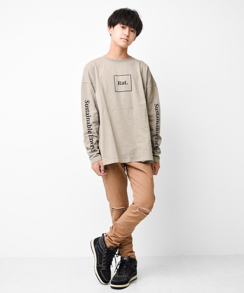RAT EFFECT（ラットエフェクト）の「袖ロゴプリントロングTシャツ（Tシャツ/カットソー・キッズ・チャコールグレー/グレー/ブラック/ライトブルー/グリーン・160/150/120/130/140）」の8枚目の写真