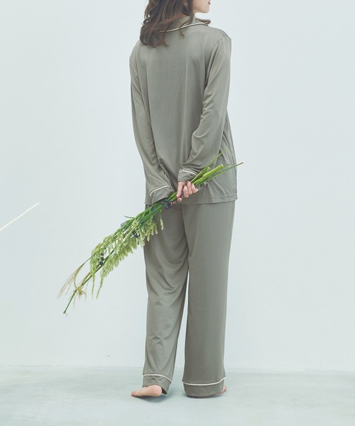 Dita（ディータ）の「てろとろムースシャツルームウェア/全4色（ルームウェア/パジャマ・レディース・ピンクベージュ/アッシュグレー/ブラウン/オリーブ/グレイッシュベージュ/ブラック・FREE）」の20枚目の写真