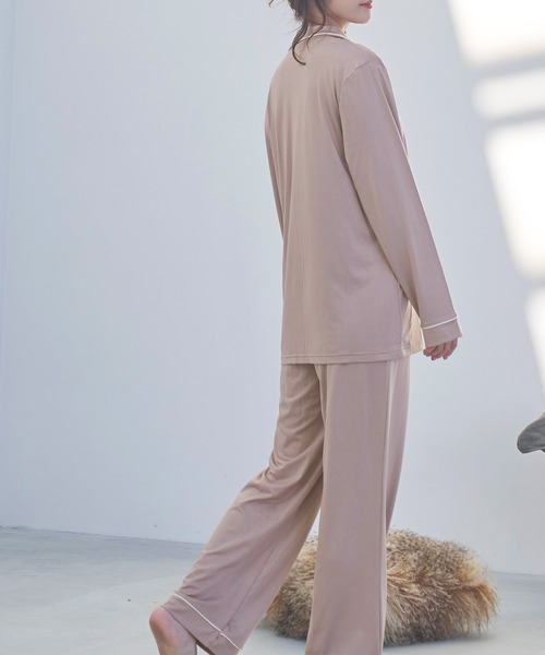 Dita（ディータ）の「てろとろムースシャツルームウェア/全4色（ルームウェア/パジャマ・レディース・ピンクベージュ/アッシュグレー/ブラウン/オリーブ/グレイッシュベージュ/ブラック・FREE）」の15枚目の写真