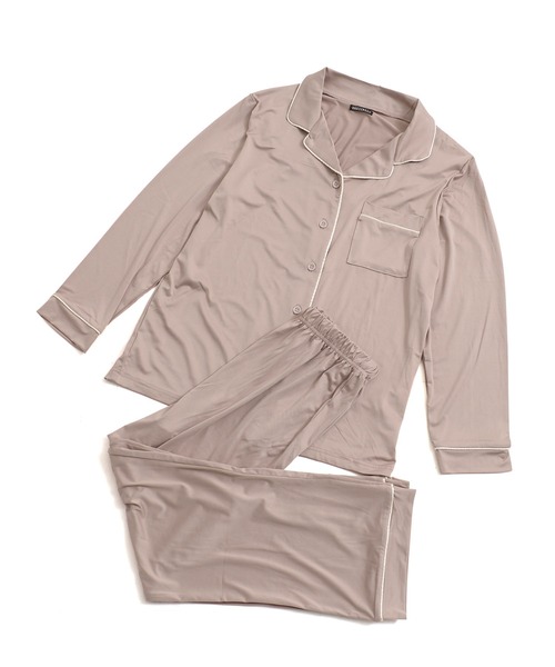 Dita（ディータ）の「てろとろムースシャツルームウェア/全4色（ルームウェア/パジャマ・レディース・ピンクベージュ/アッシュグレー/ブラウン/オリーブ/グレイッシュベージュ/ブラック・FREE）」の11枚目の写真