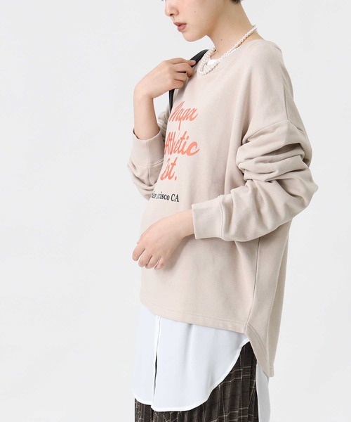 HONEYSUCKLE ROSE（ハニーサックルローズ）の「【HONEYSUCKLE ROSE】ビッグロゴスウェット（スウェット・レディース・ネイビー/グリーン/オフホワイト/ワイン/ダークグレー/ライトベージュ・M/L）」の20枚目の写真