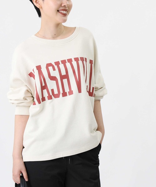 HONEYSUCKLE ROSE（ハニーサックルローズ）の「【HONEYSUCKLE ROSE】ビッグロゴスウェット（スウェット・レディース・ネイビー/グリーン/オフホワイト/ワイン/ダークグレー/ライトベージュ・M/L）」の10枚目の写真