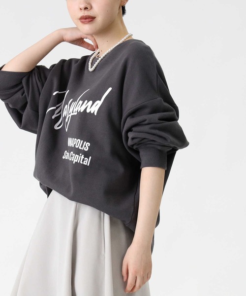 HONEYSUCKLE ROSE（ハニーサックルローズ）の「【HONEYSUCKLE ROSE】ビッグロゴスウェット（スウェット・レディース・ネイビー/グリーン/オフホワイト/ワイン/ダークグレー/ライトベージュ・M/L）」の14枚目の写真