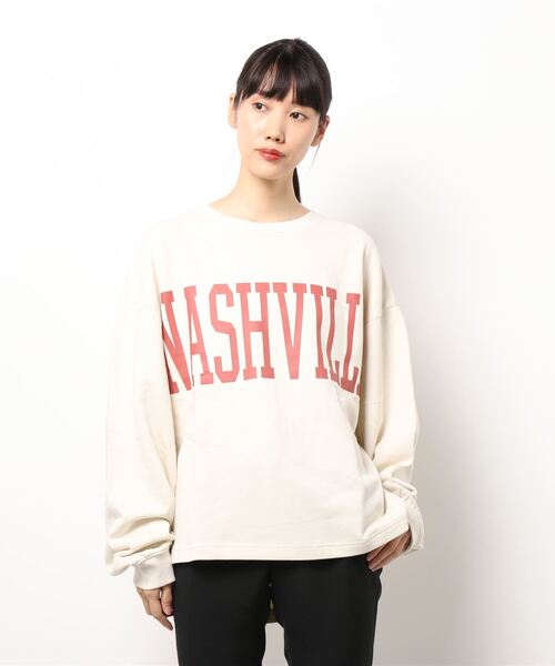 HONEYSUCKLE ROSE（ハニーサックルローズ）の「【HONEYSUCKLE ROSE】ビッグロゴスウェット（スウェット・レディース・ネイビー/グリーン/オフホワイト/ワイン/ダークグレー/ライトベージュ・M/L）」の12枚目の写真