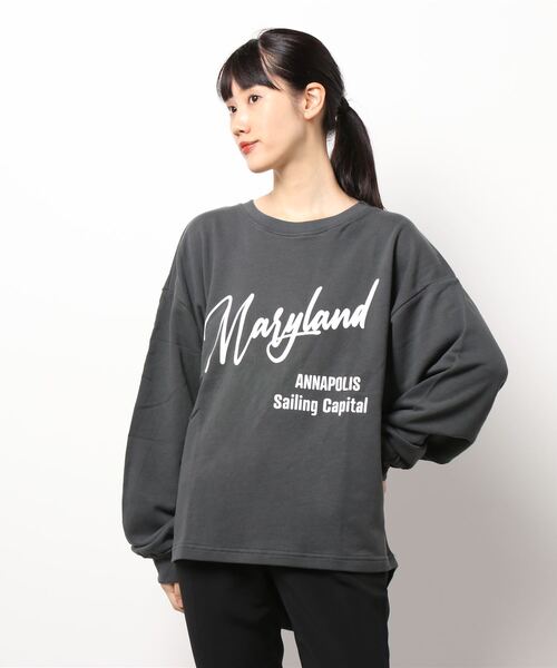 HONEYSUCKLE ROSE（ハニーサックルローズ）の「【HONEYSUCKLE ROSE】ビッグロゴスウェット（スウェット・レディース・ネイビー/グリーン/オフホワイト/ワイン/ダークグレー/ライトベージュ・M/L）」の16枚目の写真