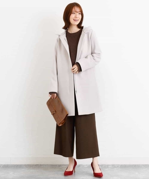 MK MICHEL KLEIN（エムケーミッシェルクラン）の「【洗える】ウールライク ワイドパンツ（その他パンツ・レディース・ライトグレー/ブラウン/ライトブラウン・38/40）」の9枚目の写真