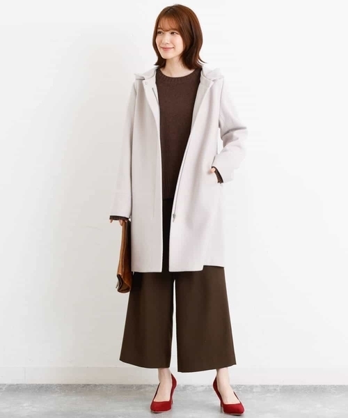 MK MICHEL KLEIN（エムケーミッシェルクラン）の「【洗える】ウールライク ワイドパンツ（その他パンツ・レディース・ライトグレー/ブラウン/ライトブラウン・38/40）」の8枚目の写真