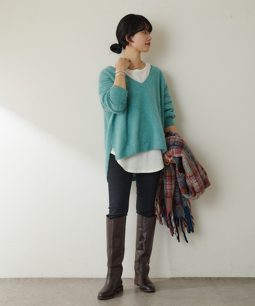 SHENERY（シーナリー）の「リサイクルチェックストール（ストール/ショール・レディース・ブルー/グレー・FREE）」の10枚目の写真