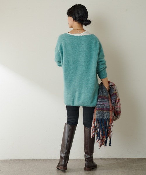 SHENERY（シーナリー）の「リサイクルチェックストール（ストール/ショール・レディース・ブルー/グレー・FREE）」の13枚目の写真