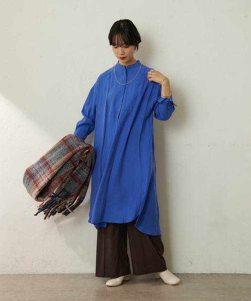 SHENERY（シーナリー）の「リサイクルチェックストール（ストール/ショール・レディース・ブルー/グレー・FREE）」の20枚目の写真