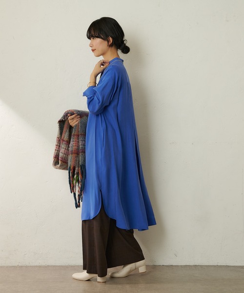 SHENERY（シーナリー）の「リサイクルチェックストール（ストール/ショール・レディース・ブルー/グレー・FREE）」の22枚目の写真