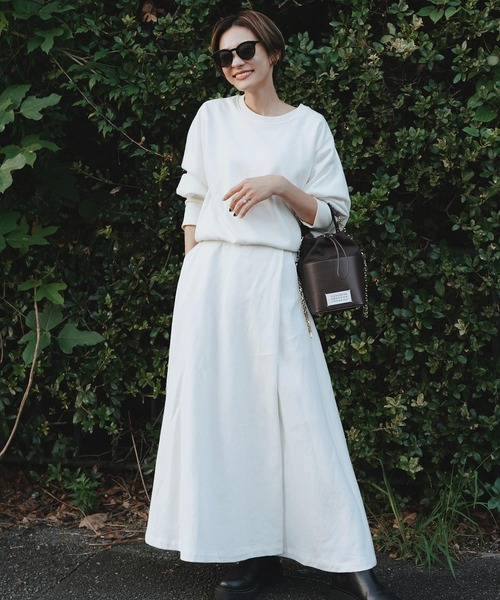 KOBE LETTUCE（コウベレタス）の「綿コットン100％ツイル素材ベルトデザインラップフレアスカート（スカート・レディース・ホワイト/ブラック/カーキ系・FREE）」の2枚目の写真