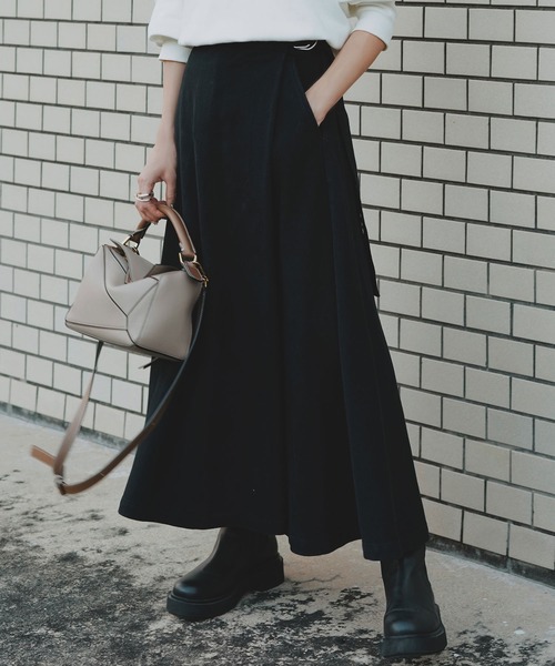 KOBE LETTUCE（コウベレタス）の「綿コットン100％ツイル素材ベルトデザインラップフレアスカート（スカート・レディース・ホワイト/ブラック/カーキ系・FREE）」の12枚目の写真