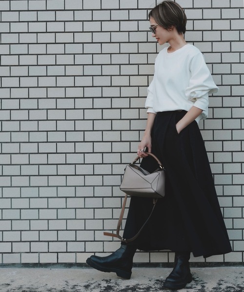 KOBE LETTUCE（コウベレタス）の「綿コットン100％ツイル素材ベルトデザインラップフレアスカート（スカート・レディース・ホワイト/ブラック/カーキ系・FREE）」の7枚目の写真