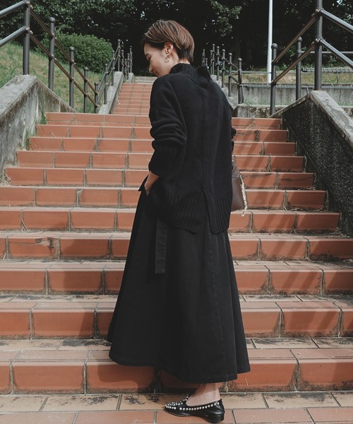 KOBE LETTUCE（コウベレタス）の「綿コットン100％ツイル素材ベルトデザインラップフレアスカート（スカート・レディース・ホワイト/ブラック/カーキ系・FREE）」の4枚目の写真