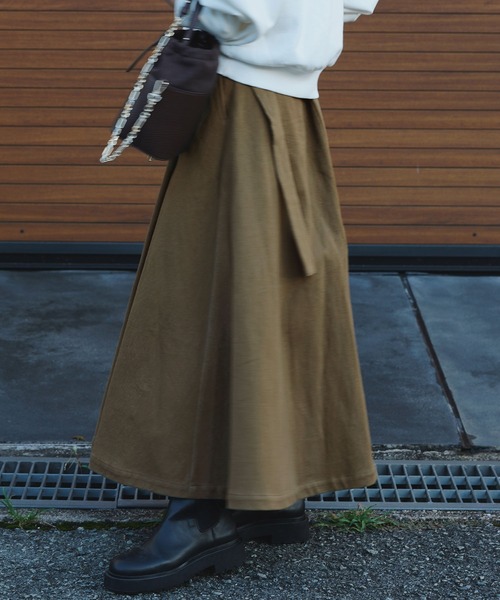 KOBE LETTUCE（コウベレタス）の「綿コットン100％ツイル素材ベルトデザインラップフレアスカート（スカート・レディース・ホワイト/ブラック/カーキ系・FREE）」の11枚目の写真