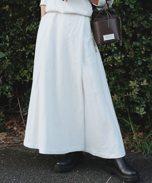 KOBE LETTUCE（コウベレタス）の「綿コットン100％ツイル素材ベルトデザインラップフレアスカート（スカート・レディース・ホワイト/ブラック/カーキ系・FREE）」の5枚目の写真